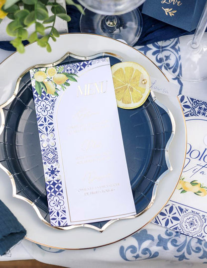 Détail de la décoration de table du marque-place en papier Citron