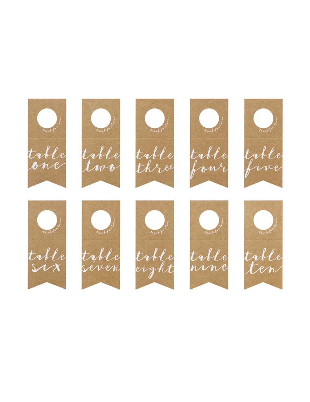 Vue d'ensemble des 10 numéros du marque table pour bouteilles pour fête kraft et blanc