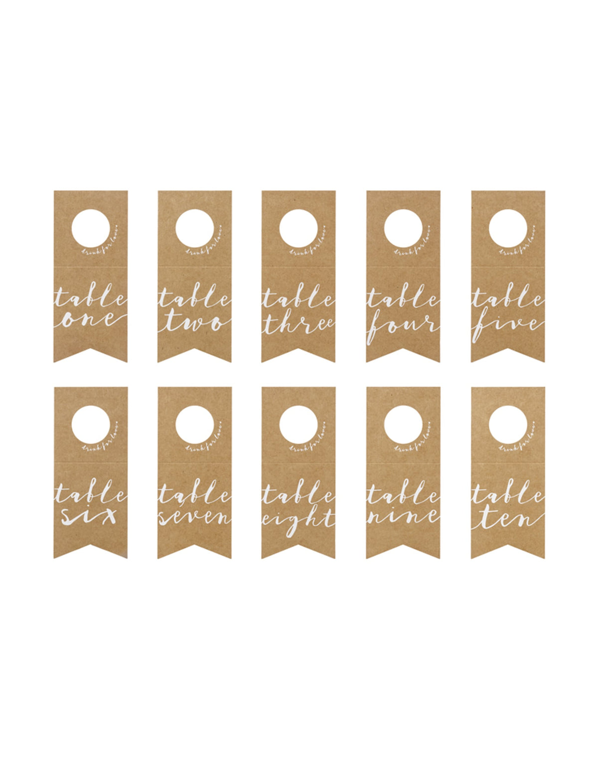 Vue d'ensemble des 10 numéros du marque table pour bouteilles pour fête kraft et blanc