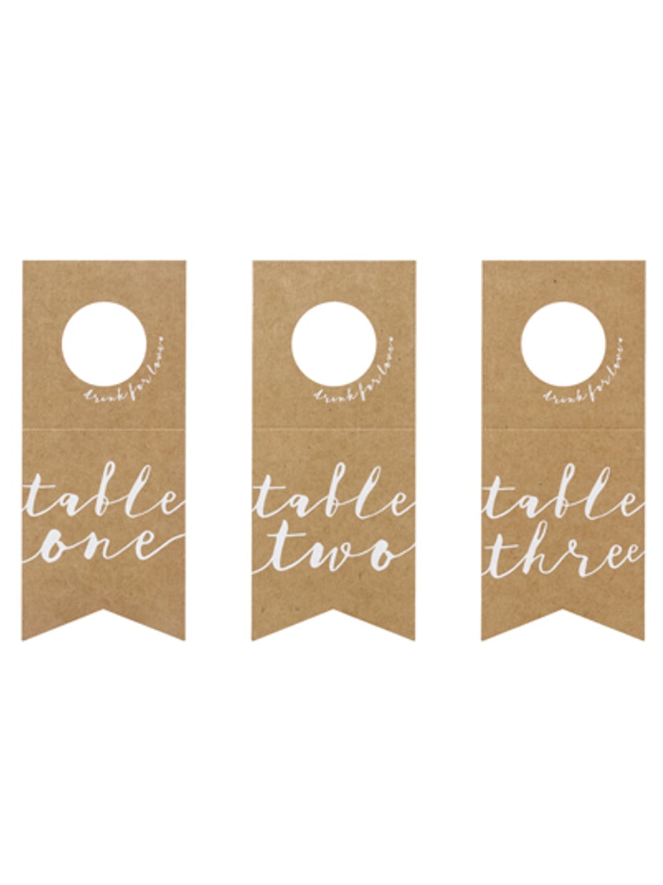 Marques tables pour bouteilles pour fête kraft et blanc