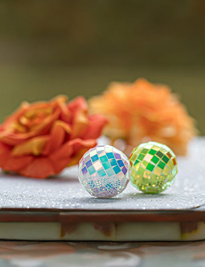 10 mini večbarvnih iridescentnih disco krogel 4 cm
