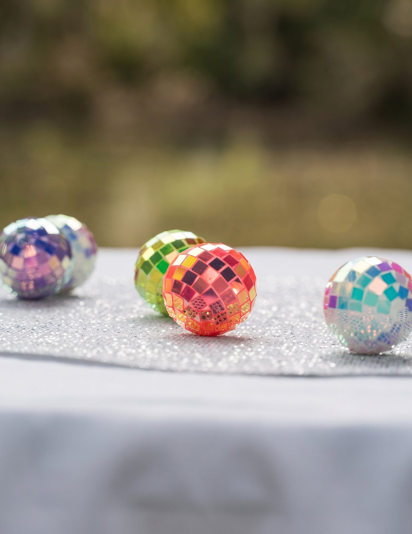10 mini večbarvnih iridescentnih disco krogel 4 cm
