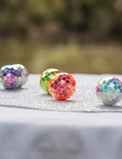 10 mini večbarvnih iridescentnih disco krogel 4 cm