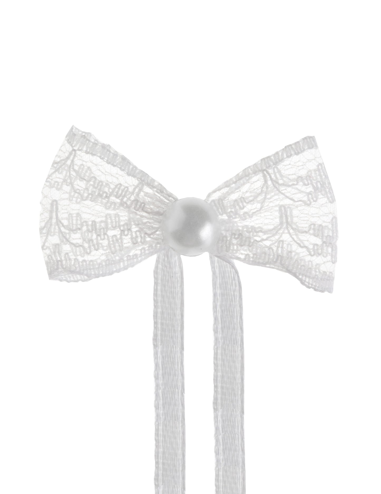 10 mini čipkastih pentljic 4 cm bela z biseri