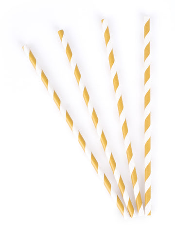 10 mat belih in zlatih črtastih kartonskih slamic 19,5 cm