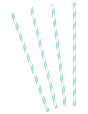 10 pastelno modre črtaste kartonske slamice 19,5 cm