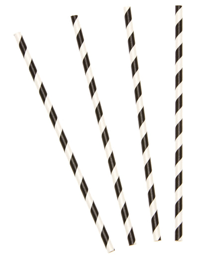Pailles en carton rayées noires et blanches