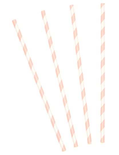 10 roza črtastih papirnatih slamic 19,5 cm za hladne pijače 