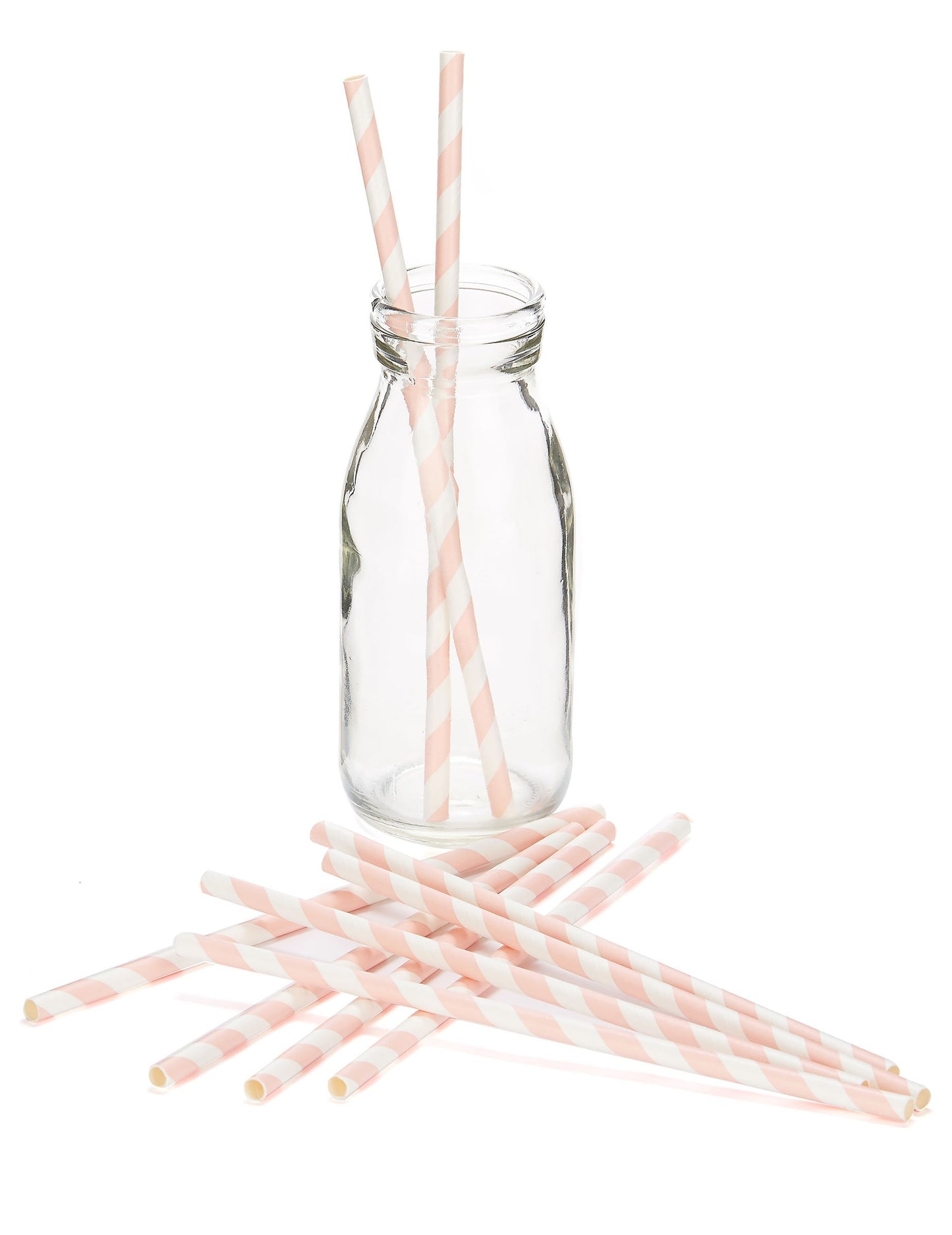 10 roza črtastih papirnatih slamic 19,5 cm za hladne pijače 