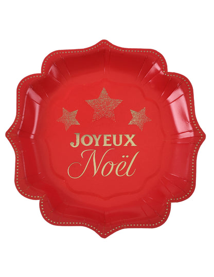 10 petites assiettes Noël Étincelant rouges 18 x 18 cm
