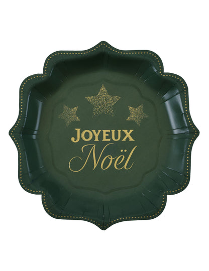 10 petites assiettes Noël Étincelant vert sapin 18 x 18 cm