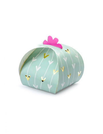 10 kartonskih škatel, kaktusna meta, 6 x 6 cm fuksija in zlato