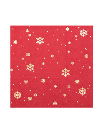 10 majhnih rdečih papirnatih prtičkov z zlatimi kosmiči, 25 x 25 cm cm Božič