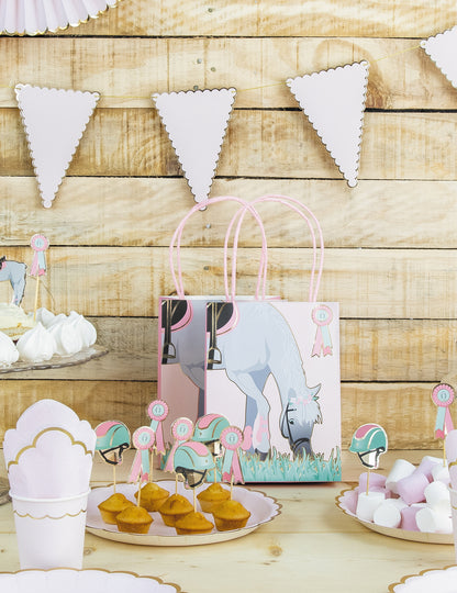 10 lesenih trzalic za koktajle v obliki konj, konjeniška tema