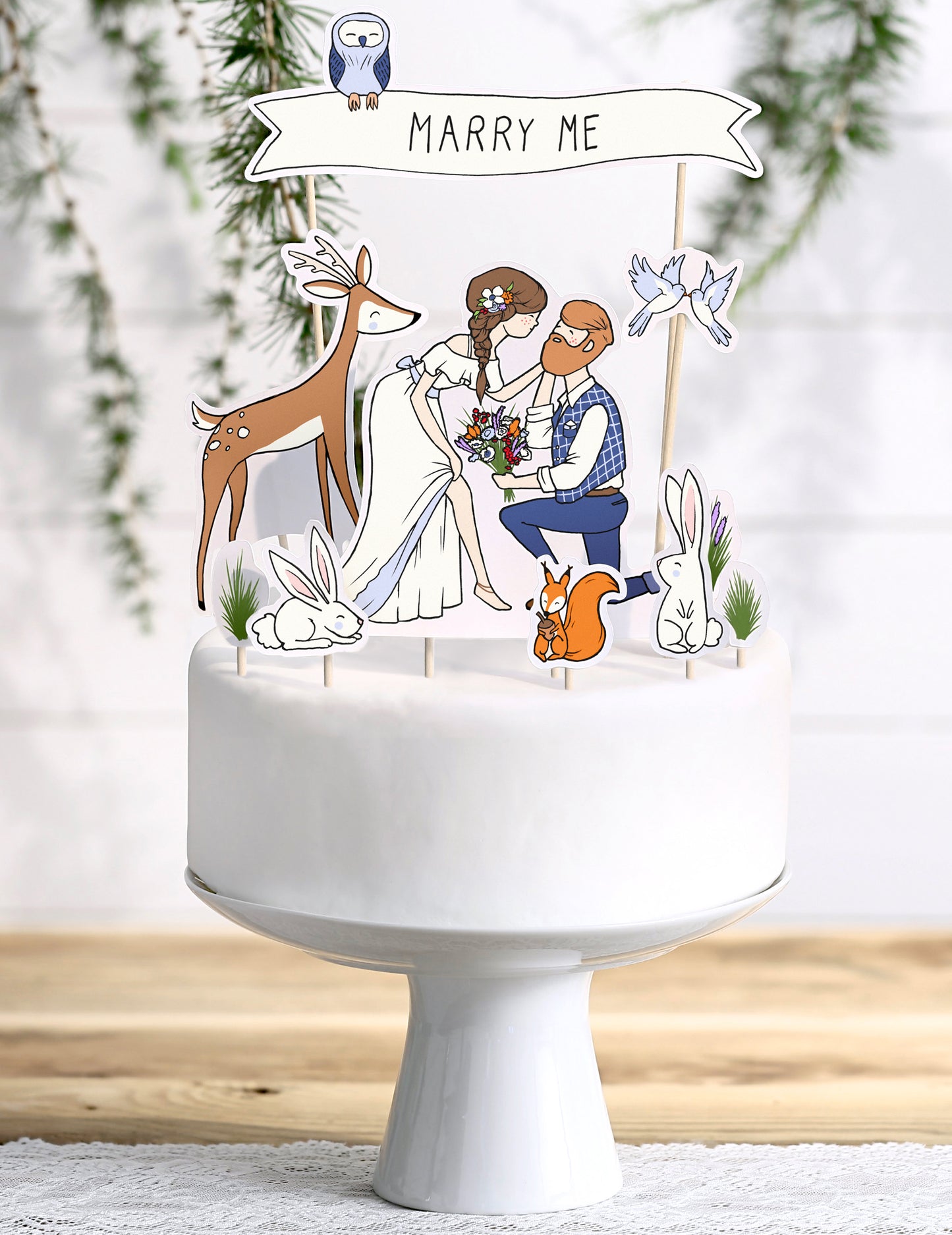 10 naravnih okraskov za poročno torto, 7,3 cm, rustikalna dekoracija