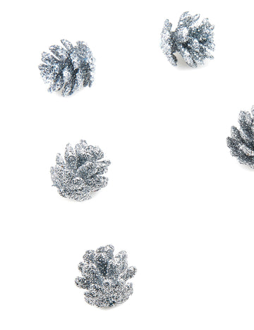 10 mini storžev s srebrnim bleščicami 2 cm za božič 