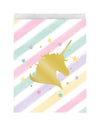 Sachet en papier licorne étoiles pastel avec silhouette dorée
