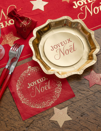 10 serviettes Noël Étincelant rouges 33 x 33 cm