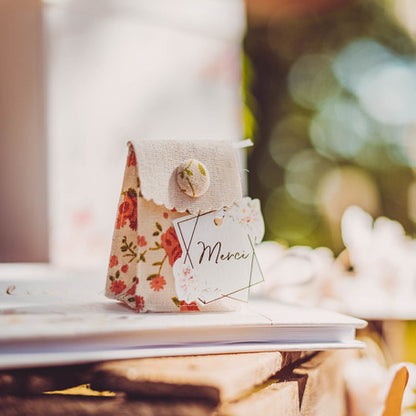 10 akvarelnih zahvalnih etiket z zlato folijo in satenastim trakom, 5,5 x 5,2 cm cm cvetlični vzorec