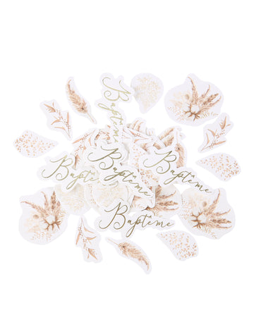 100 zlatih konfetov iz pampas trave in bombažnih cvetov za krst