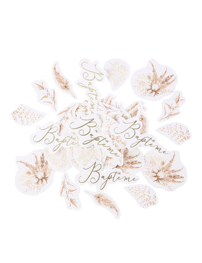 100 zlatih konfetov iz pampas trave in bombažnih cvetov za krst