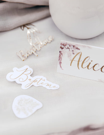 100 zlatih konfetov iz pampas trave in bombažnih cvetov za krst