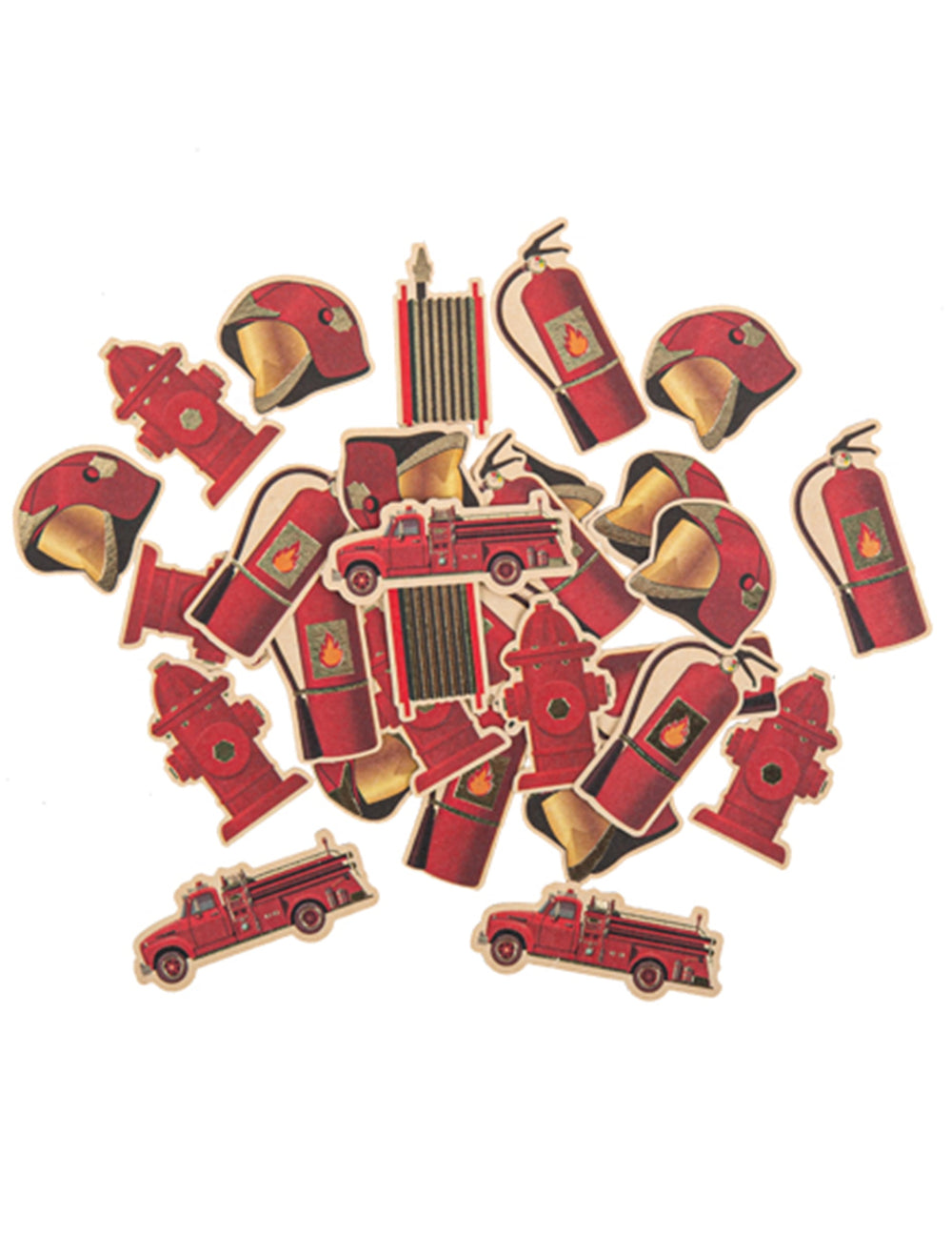 Confettis en papier pompier pour fête rouge et or