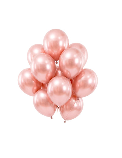 100 mini rožnato zlatih kovinskih lateks balonov velikosti 13 cm za zabave