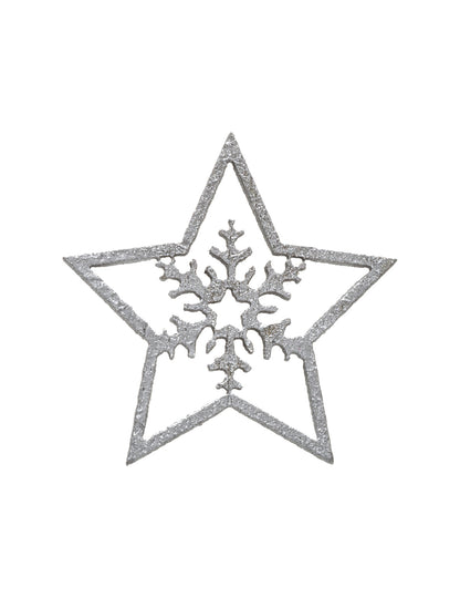 100 majhnih srebrnih zvezdastih okraskov iz lesa z bleščicami