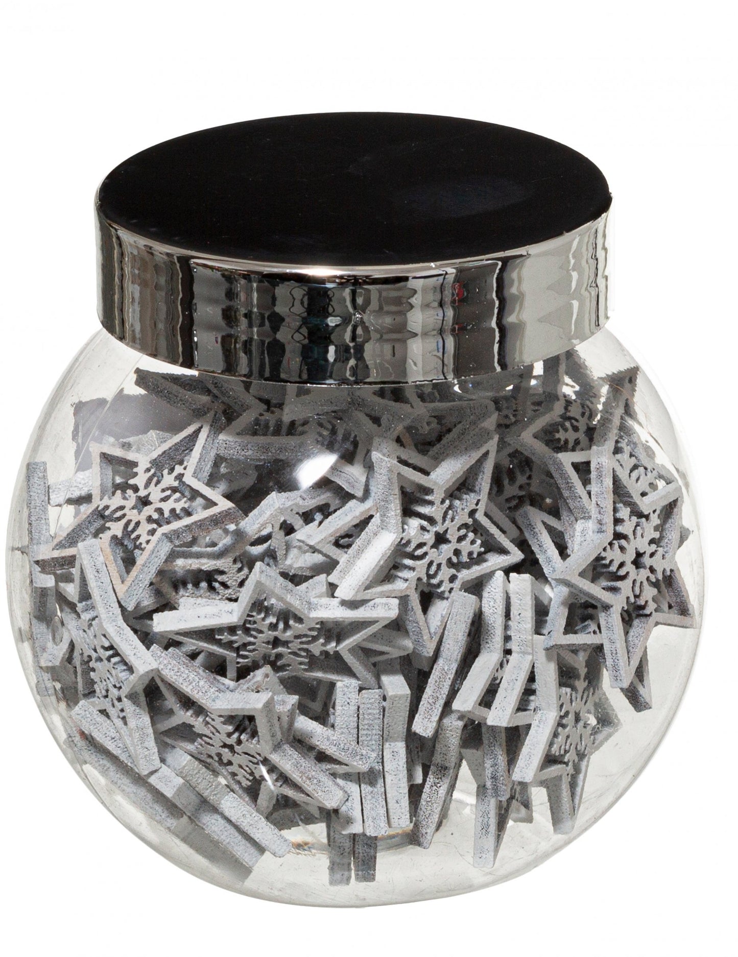 100 majhnih belih lesenih okraskov v obliki zvezd in snežink