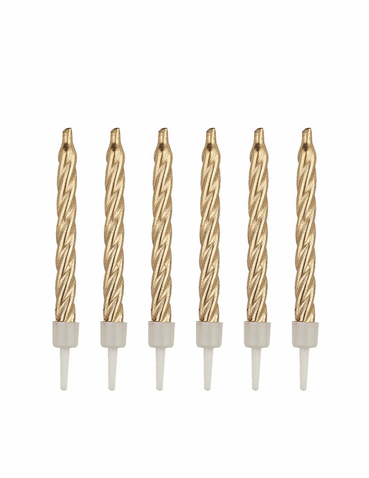 Bougies d'anniversaire pour fête dorées avec bobèches
