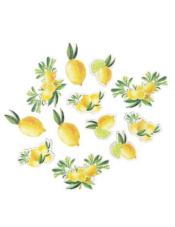 12 konfetov v obliki limone, rumen in zelen les, dekoracija za mizo