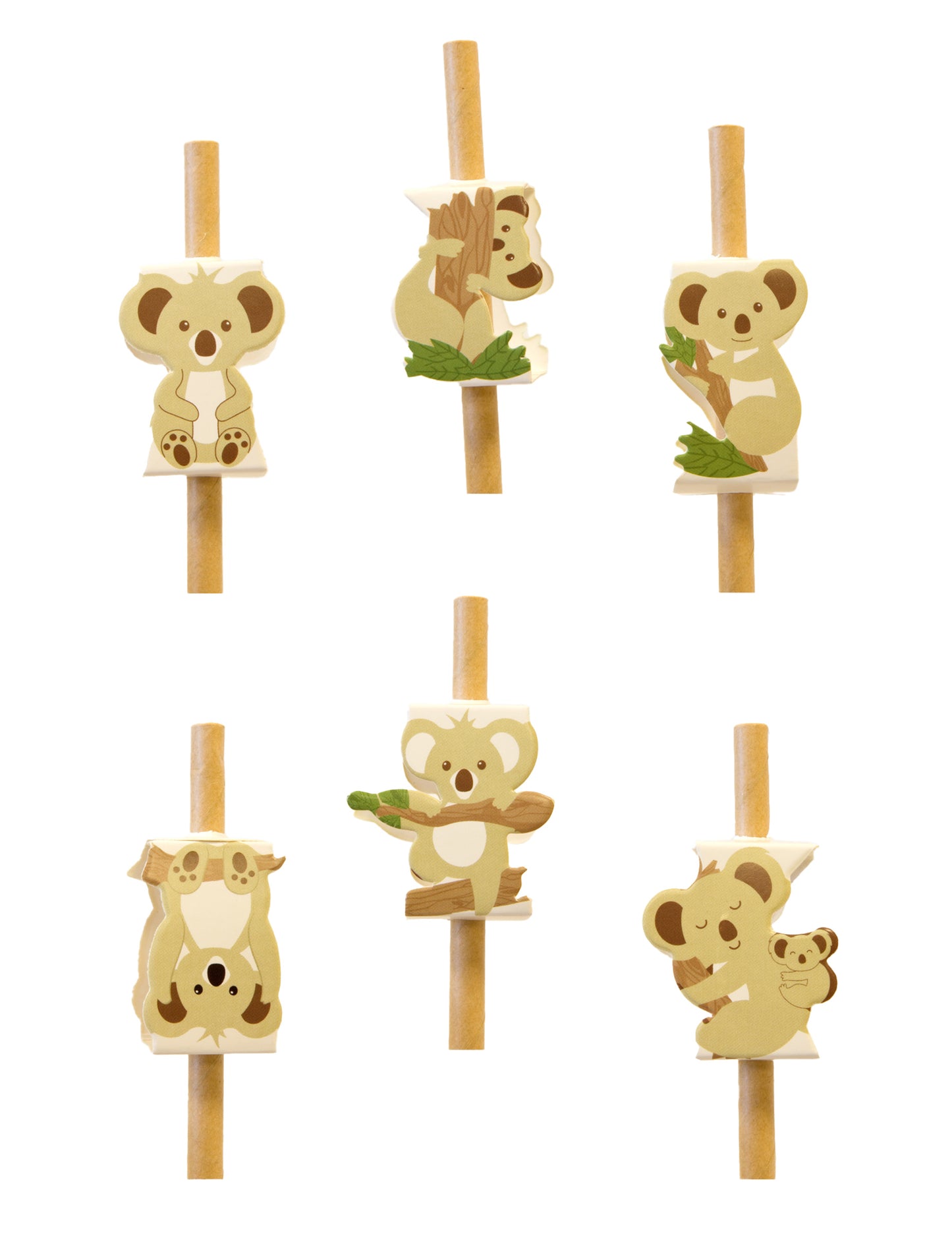 12 okraskov iz papirnate slamice s koalo 3,5 cm