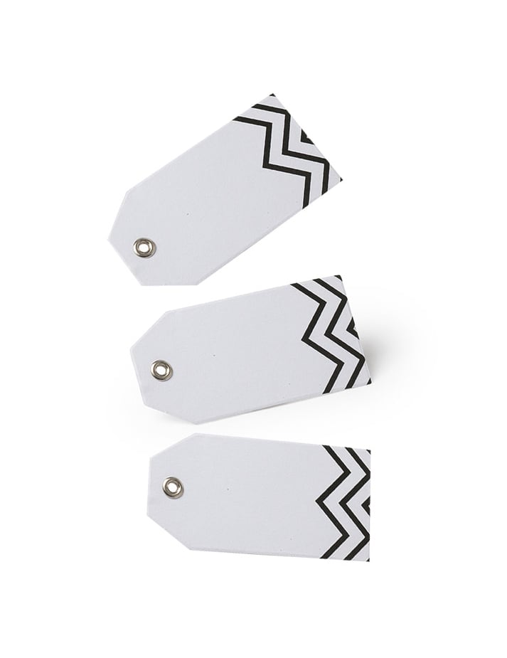 Étiquettes motif chevron pour fête blanches et noires