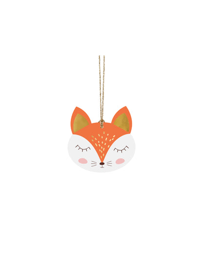 12 kartonskih etiket z motivom božičnega gozda, 7,5 x 8,5 cm cm z zlato vrvico