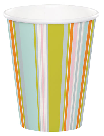 8 večbarvnih črtastih kartonskih kozarčkov z motivom džungle, 256 ml, za rojstni dan