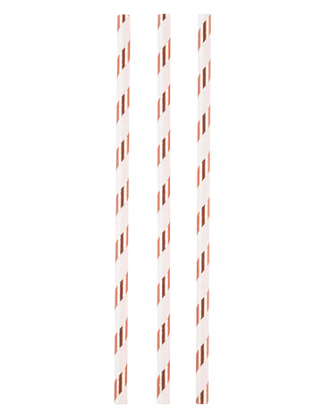 12 belih in bakreno obarvanih papirnatih slamic 19 cm 