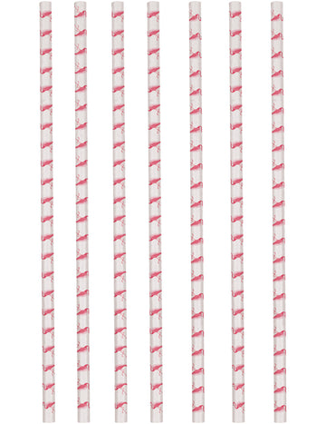 12 papirnatih slamic Flamingo Paradise 19,5 cm rožnati flamingi