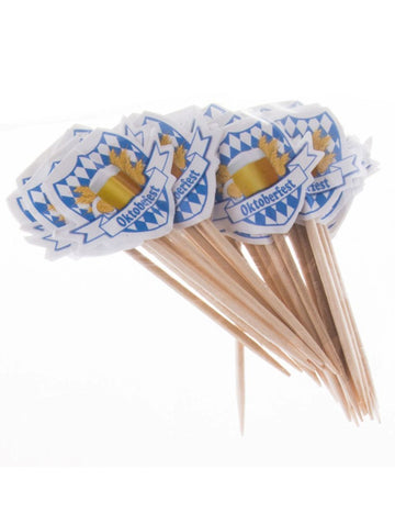 Pics en bois fête de la bière bleu et blanc avec motif chope de bière