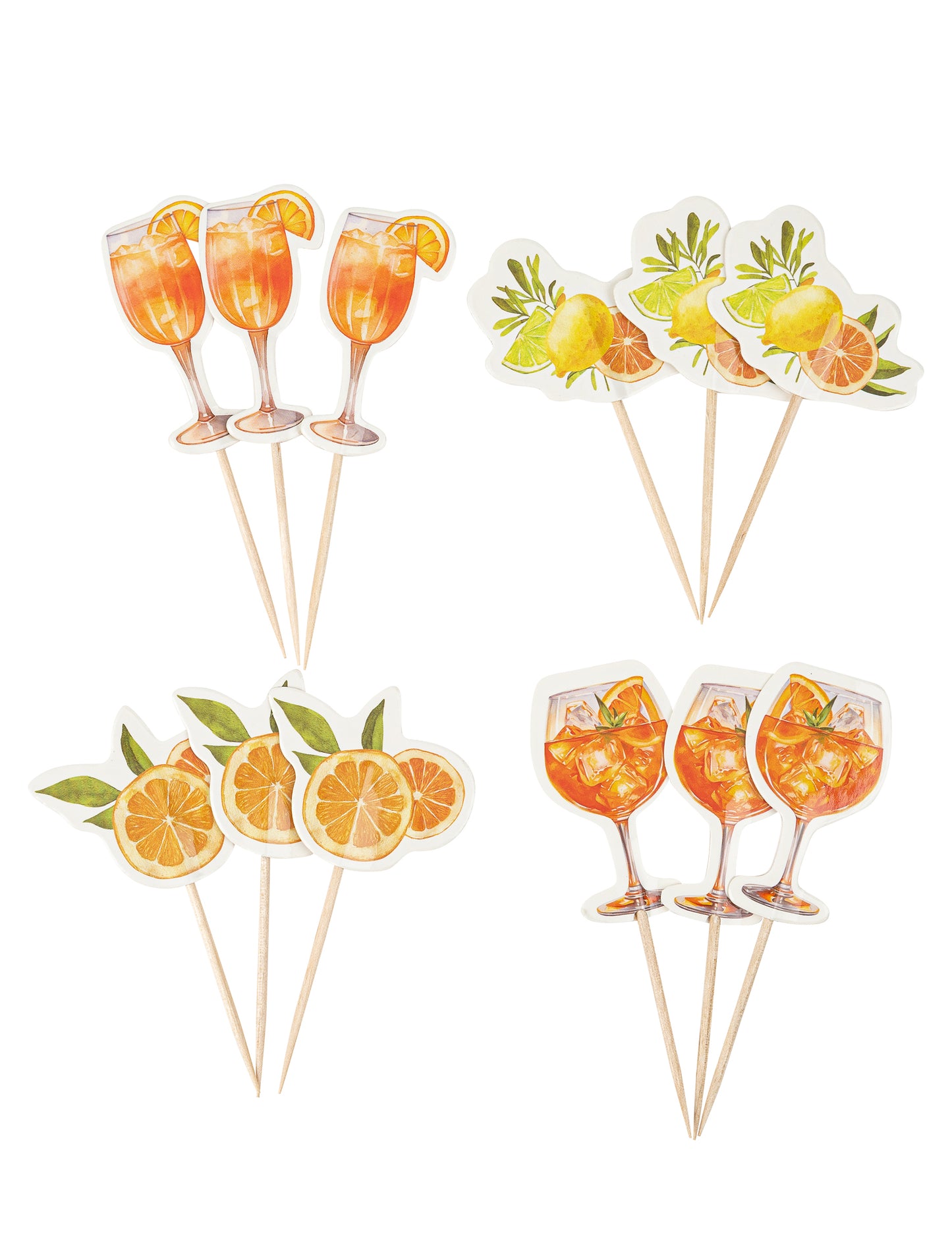 12 pics fizz agrume papier crème, orange et jaune pour cocktails