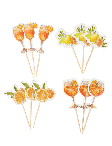12 pics fizz agrume papier crème, orange et jaune pour cocktails