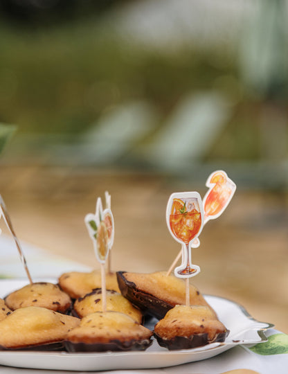 Pics en bois Agrume pour cocktail orange et jaune