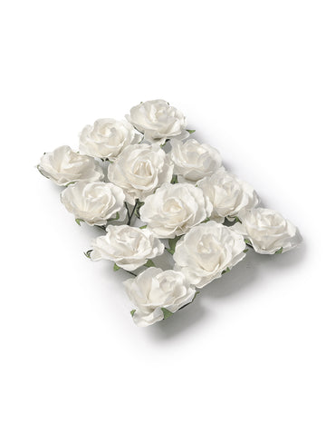 12 belih papirnatih vrtnic za pritrditev 3,5 cm