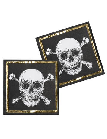 20 piratskih papirnatih brisač Jolly Roger 33 x 33 cm