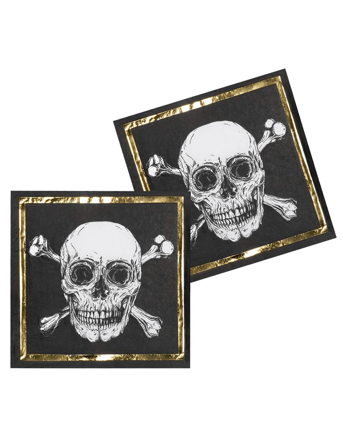 Podrobnost motiva lobanje na papirnatih prtičkih Piratski Jolly Roger