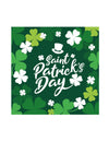 Serviettes Saint Patrick vertes avec motifs de trèfles et chapeau de leprechaun