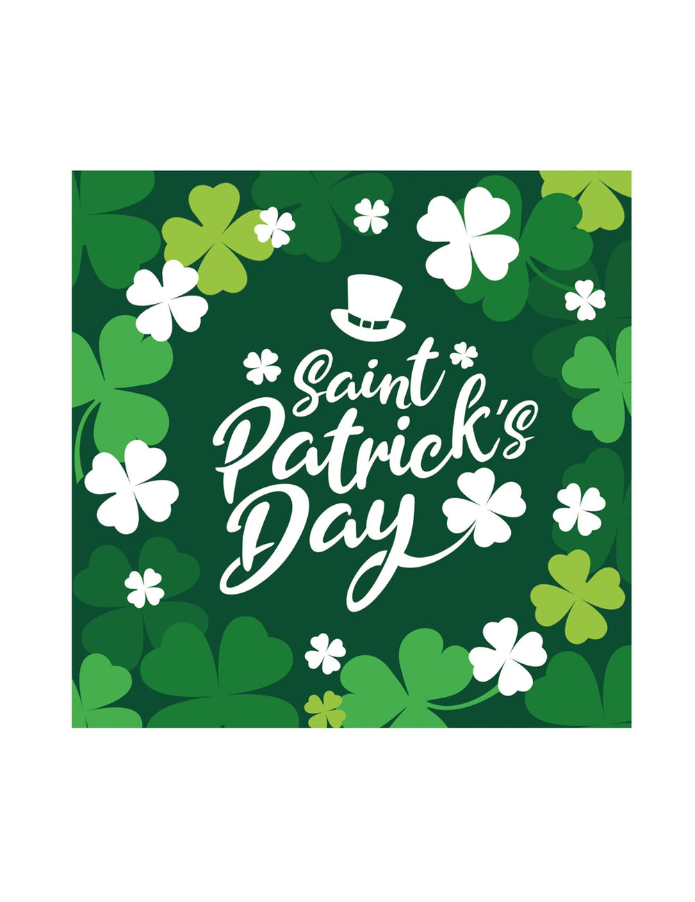 Serviettes Saint Patrick vertes avec motifs de trèfles et chapeau de leprechaun