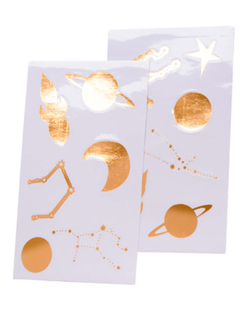 12 zlatih nalepk, prostor od 3 do 7 cm planeti in zvezde