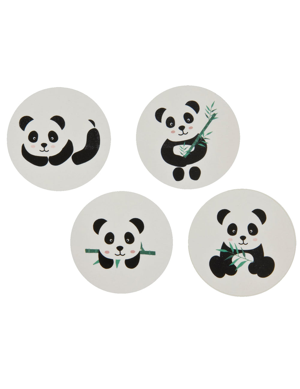 Stickers autocollants ronds panda pour enfant blancs avec illustrations variées