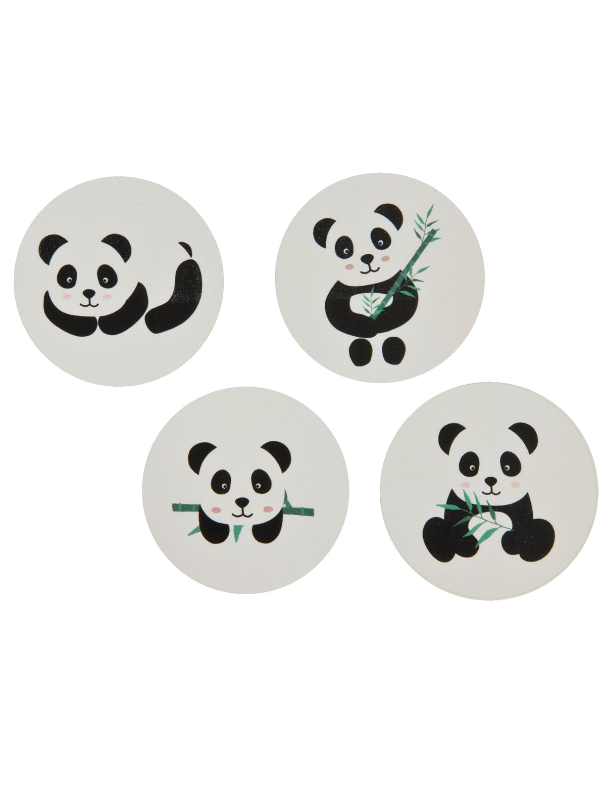 Stickers autocollants ronds panda pour enfant blancs avec illustrations variées